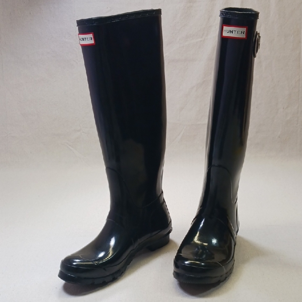 Hunter Rain  Boots  Women's 8 Original Glossy Black